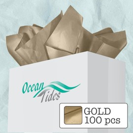 Ocean Tides Premium 100 Sheets (14 x 20 Inches) Valentine’s Wrapping Paper – Gift Wrapping Tissue Paper Bulk for Romantic Gifts, Crafts, & Birthdays – Colored Tissue Papers for Gift Bags, Gold