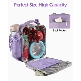 Amersun Kids Lunch Box with 8MM Insulated sponge & Water Bottle Holder, Keep Food Warm Cold School Lunch Bag for Kids Teen Girls Boys,Lunch Tote Bag for Children,Light Purple New