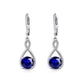SEIYANG Infinity Earrings 925 Silver Hanging Hoop Earrings Dangle Women with 5A Cubic Zirconia Birthstone for Women Birthday Jewellery Gift for Her, 925