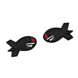 Pair Red Eye Flying Tiger Shark Emblem Custom 3D Badge Fit for Universal Car Truck SUV Side Rear Front Hood Trunk Door (Black)