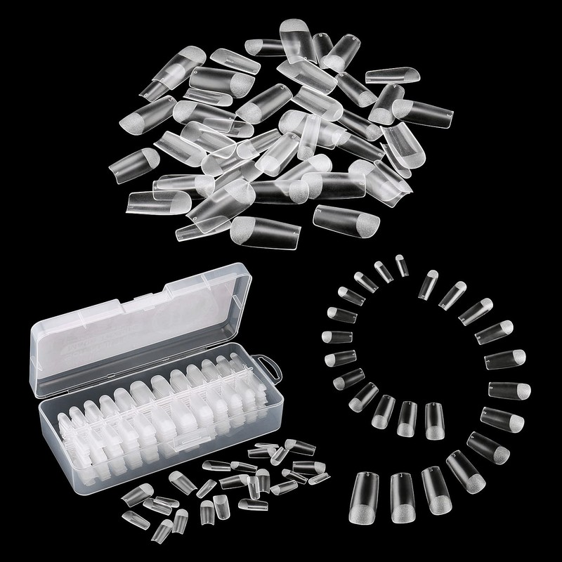 AIMEILI Pack of 432 Fake Nails Transparent 12 Sizes Artificial