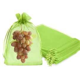 Fruit Protection Bags, Fetanten 50 PCS 8 x 12 Inch Mesh Drawstring Bag for Fruit Trees, Small Green Garden Fruit Plant Netting Cover Bag Protect Tomato Apple Mango Grape from Bird Insect Pest