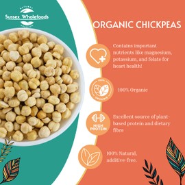 Sussex Wholefoods Organic Chickpeas 500g: Nutrient-Rich Superfood for Healthy Cooking!