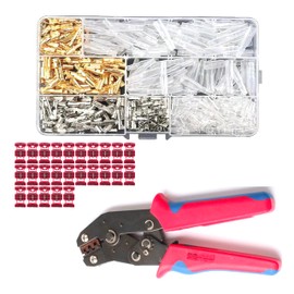 Deepa Simultaneous Crimping Pliers, 0.8sq - 2.5 sq, 100 Pairs of Electrotaps, 25 Pieces, Ratcheting Type, 3-Piece Set, DIY Audio, Navigation, Automobile, Motorcycle,