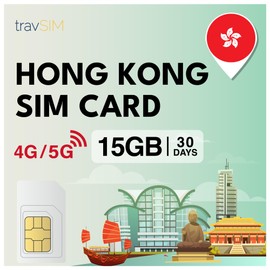 travSIM Hong Kong SIM Card | 30 Days - 15GB Data SIM | 5G/4G high-Speed Data | Internet Access for Google, Facebook, Whatsapp, Instagram and More
