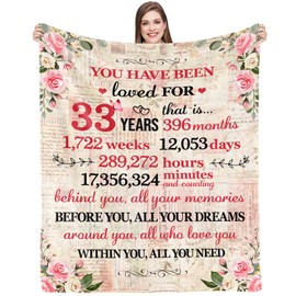 33rd Birthday Gifts for Women Happy 33rd Birthday Gifts for Her 33 Year Old Birthday Gifts for Women 33rd Birthday Decorations for Women Bestie Wife Sister Mom Friends 33rd Birthday Blanket 60"x 50"