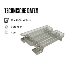 Grillfürst Cold Smoke Generator - Stainless Steel Smoke Snail Square Cold Smoke Generator for Gas and Charcoal Grill and Smoker Oven, Dimensions 22 x 16.5 x 4.5 cm