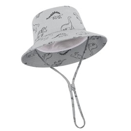 TOMEEK Baby Sun Hat Toddler Sun Protection for Baby Boys Girls Kids Summer Bucket Hat UPF 50+ Foldable Beach Cap with Adjustable Chin Strap and Wide Brim, Grey, Size XL