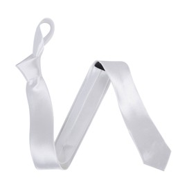 AAMERA Men Ties, Classic Men's Solid Satin Neck Tie, Premium Pure Color Necktie with Multiple Colors, Formal Neckties for Men Business Wedding Party Work Tie, 7cm (White)