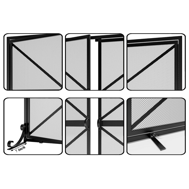Fire Beauty Fireplace Screen with Doors, 2-Pannel Handcrafted Solid Wrought