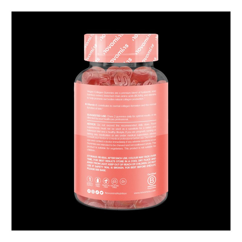 Novomins Vegan Collagen Passionfruit Flavour 60 Gummies 30 Days Supply