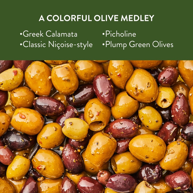 DeLallo Olives Jubilee, Mix of Kalamata, Nicoise, Picholine, and Green