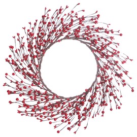 DIYFLORU 15 Inches Red Berry Wreath,Artificial Christmas Wreath Winter Wreaths for Front Door Valentine’s Day Wreath for Home Door Wall Decor