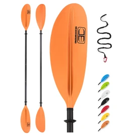 OCEANBROAD Adjustable Carbon Fiber Kayak Paddle 86in/220cm to 94in/240cm Kayaking Oar with Paddle Leash 1 Paddle, Orange