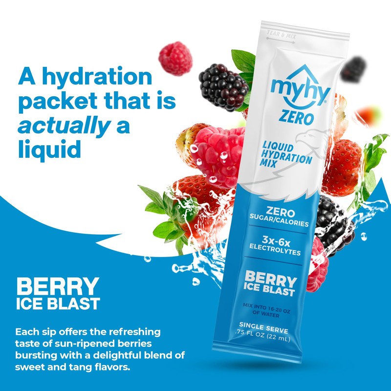 MyHy Zero Liquid Hydration Packets, Sugar Free Electrolyte Drink Mix