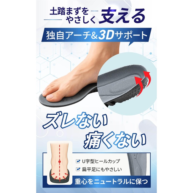 Insole, Shock Absorption, Arch Support, Insole, Standing Work, Popcorn Air