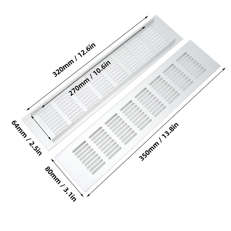 2 Pcs Air Vent Ventilation Grille Aluminium Alloy Rectangular Vent