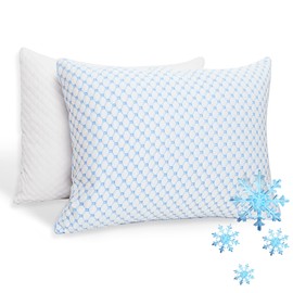 XWZO Cooling Pillow 2 Pack Pillows Queen Size Set of 2, Shredded Memory Foam Pillows Adjustable Gel Bed Pillows for Side Back Stomach Sleepers with Washable Removable Cover