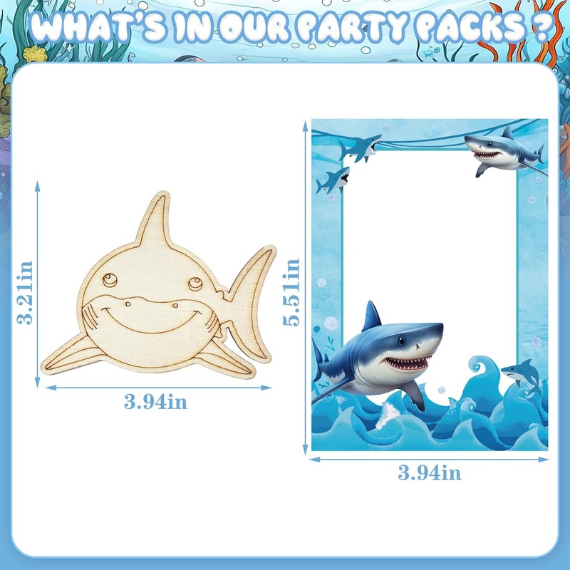 Xvvti 12PCS Shark Party Favors - DIY Shark Wood Painting