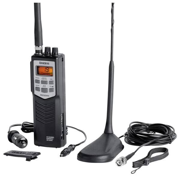 Uniden PRO501TK Pro-Series 40-Channel Portable Handheld CB Radio, Two-Way Emergency Radio, includes High-Gain Magnet Mount Antenna, Auto Noise Limiter, NOAA Weather, and Full Channel Scan