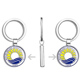 HJ Media City of Solana Beach California Seal (Logo Insignia ca) Metal Round Metal Key Chain Keychain Ring