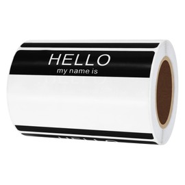 Hycodest Hello My Name is, Sticker Writing Stickers Peel and Stick Badges Sensitive Name Tag 3.5"x2.35" 200 PCS, Black