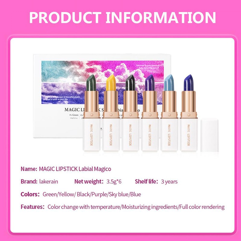 6 Color Lipstick Color Changing Lipstick Lip Stain Long Lasting