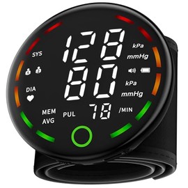 Monitor de Presión Arterial de Muñeca, Tensiómetro Digital Preciso, Con Gran Pantalla LCD y Avisos de Voz, Puños de Muñeca Ajustables, Recargable Por 