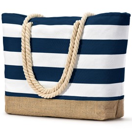 oscaurt Beach Bag XXL Family Swimming Bag Shopper Bag Women's Waterproof Shoulder Bag Beach Tote Bag with Zip Foldable Travel Bag Sports Bag (Empty, Dark Blue), darkblue