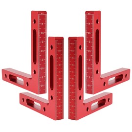 Mocoum Aleación de aluminio de 90 grados cuadrados de posicionamiento de 4.7 x 4.7 pulgadas (4.7 x 4.7 in), abrazaderas de ángulo recto, herramienta de carpintería, cuadrado de sujeción de esquina