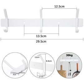 Qiannhee Heavy Duty Coat Rack Wall Mounted Coat Hooks White Wall Coat Rack 30CM up to 30KG with 3 Hooks Rustproof SUS304 Stainless Steel Clothes Rack Screw in for Bedroom Kitchen Bathroom Hallway