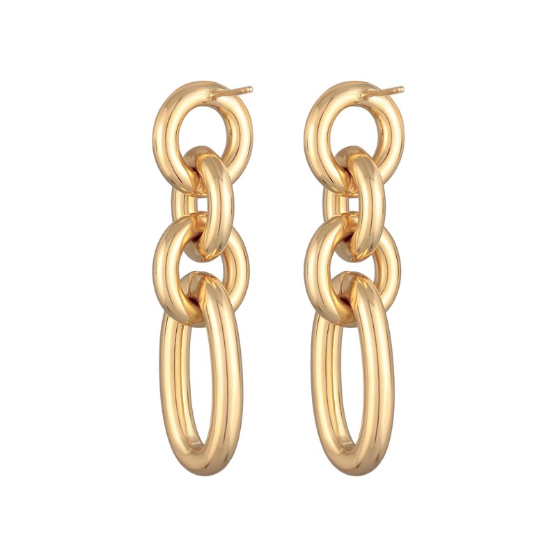Elli Women's Earrings Link Chain Element Gold Colour, Brass, No