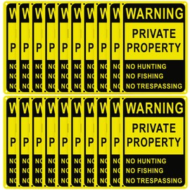 Lineshading 20 Pcs Posted No Trespassing Signs Private Property Weatherproof No Hunting Signs Reflective Aluminum Posted Signs for No Hunting Fishing Trapping Indoor Outdoor (Yellow,10 x 14")