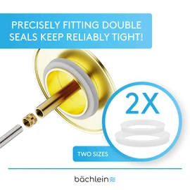 Bächlein Universal Bath Plug - Drain Plug [Gold] - incl. Replacement Seal - Drain Set for any Standard Bath Tub -Plug Tub