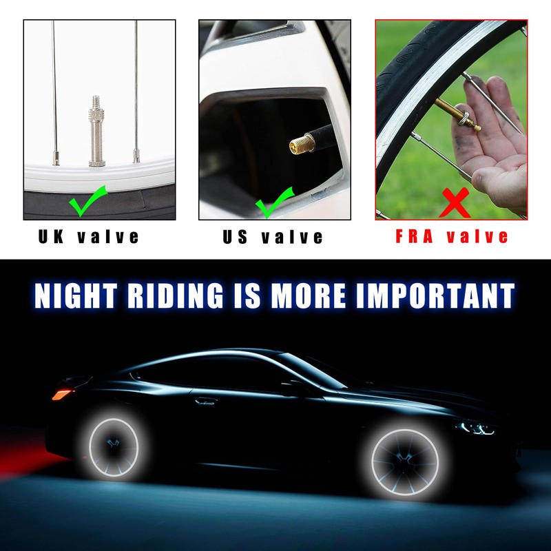 Ziciner 4PCS LED Tire Valve Cap Lights, Neon Spoke Flash