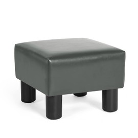 Adeco 13'' Small Square Ottoman Footstool- Modern Soft Padded Footrest-Small Step Stool for Living Room, Office (PU Leather)