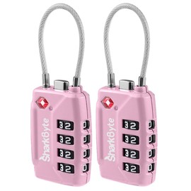 SharkByte TSA Approved Luggage Locks | 4-Digit Combo (10K Combinations) | Secure Suitcase & Gym Bags (2 Pack) Pink