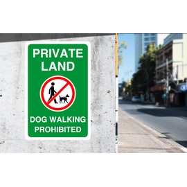 Safety First Display LTD Private land dog walking prohibited - 1.2mm Rigid plastic for indoor/outdoor usage (300mm x 200mm) Viewing Distance within 7m.