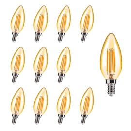 ALAMPEVER Chandelier Light Bulbs,E12 Candelabra Bulb 40 Watt,E12 LED Bulb 2200K Warm White,Candle Light Bulbs 12 Pack