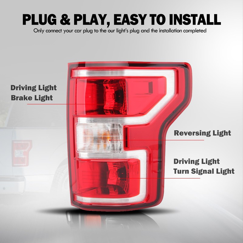Passenger Side Tail Light Assembly Compatible with Ford F150 F-150