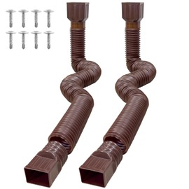 Loyala 2PCS Gutter Downspout Extensions Flexible Drain Downspout Extender Gutter Connector Rainwater Drainage Expandable up to 60" (Brown)