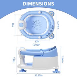 TPN Baby Bath Seat for Babies 6 Months & Up, Non-Slip Toddler Bath Seat with 1 Hooded Towel & 5 PCS Waterproof Emoji Stickers, Portable Infant Bath Seat for Baby(Blue)
