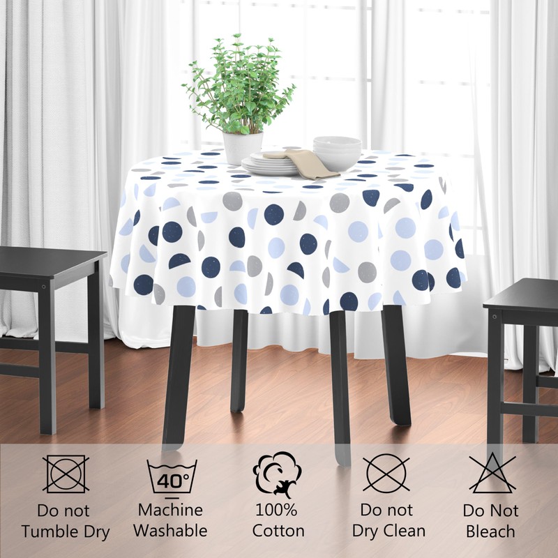 Encasa XO Printed Tablecloth 145 cm Round for 4 Seater