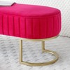 PBOGHLRD Velvet Storage Bench, Oval Upholstered End of Bed Bench