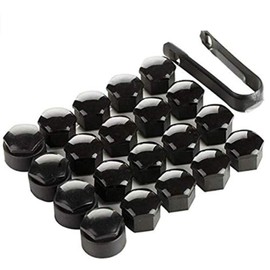 20 Pcs 17mm Wheel Nut Covers - Black 17mm Wheel Nut Caps Bolt Covers, Universal Fit, Including 16 Standard Ones & 4 Locking Ones with Removal Tool