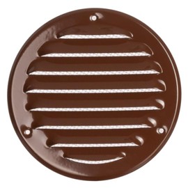 Steinberg14 Brown Vent Cover 4" (Duct Opening) with Mesh - Wall and Ceiling Ventilation Register - Round Metal Air Grille - HVAC Cold Air Return Vent - 5.32" Outer Diameter