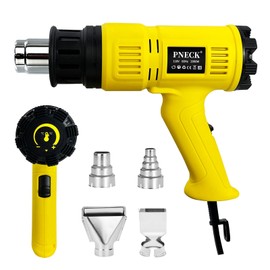 PNECK 2000W Heavy Duty Heat Gun Kit, Variable Temperature 140°F-1202°F, 4 Nozzles, Yellow,P-305