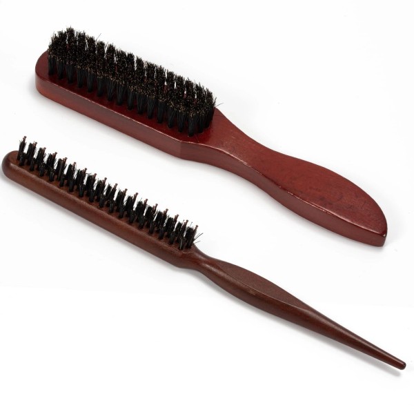Cseece 2 Pack Boar Bristle Brush for Slicking Back, Teasing,