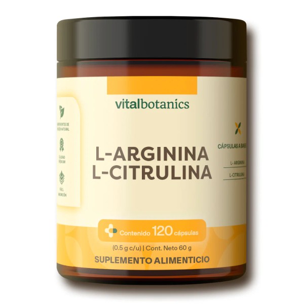 💪⚡ L-Arginina + L-Citrulina 120 Caps | Vitalbotanics | Energía,