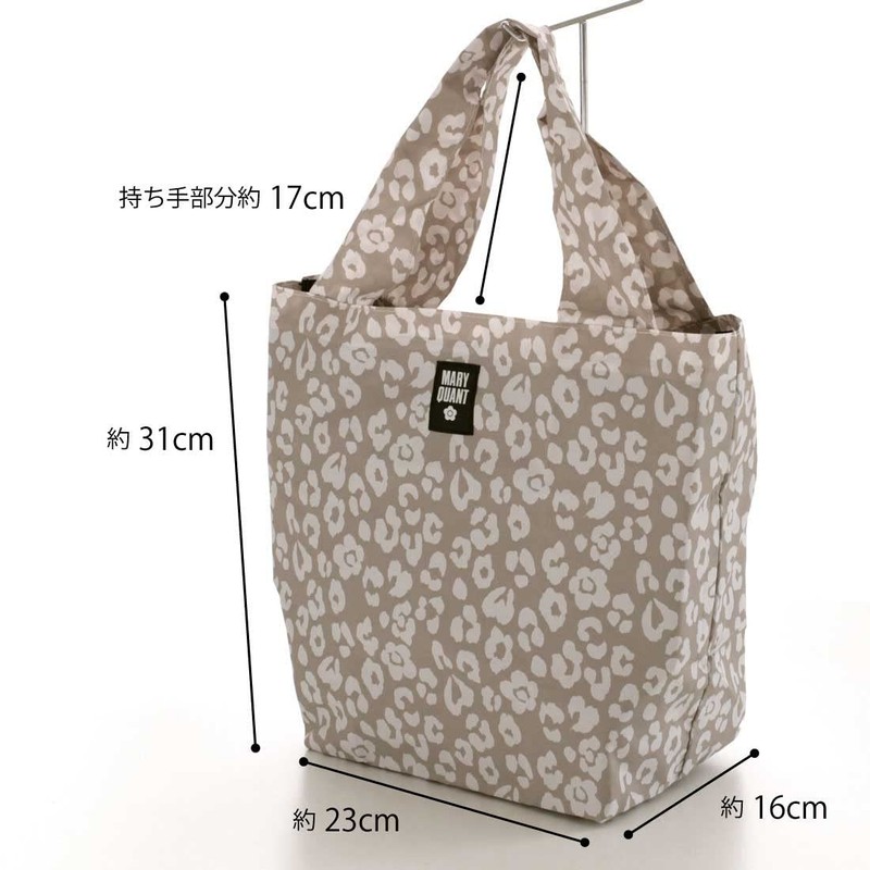 MARY QUANT 192014-0001-01 Eco Bag (Large/Beige) Leopard Pattern Animal Pattern